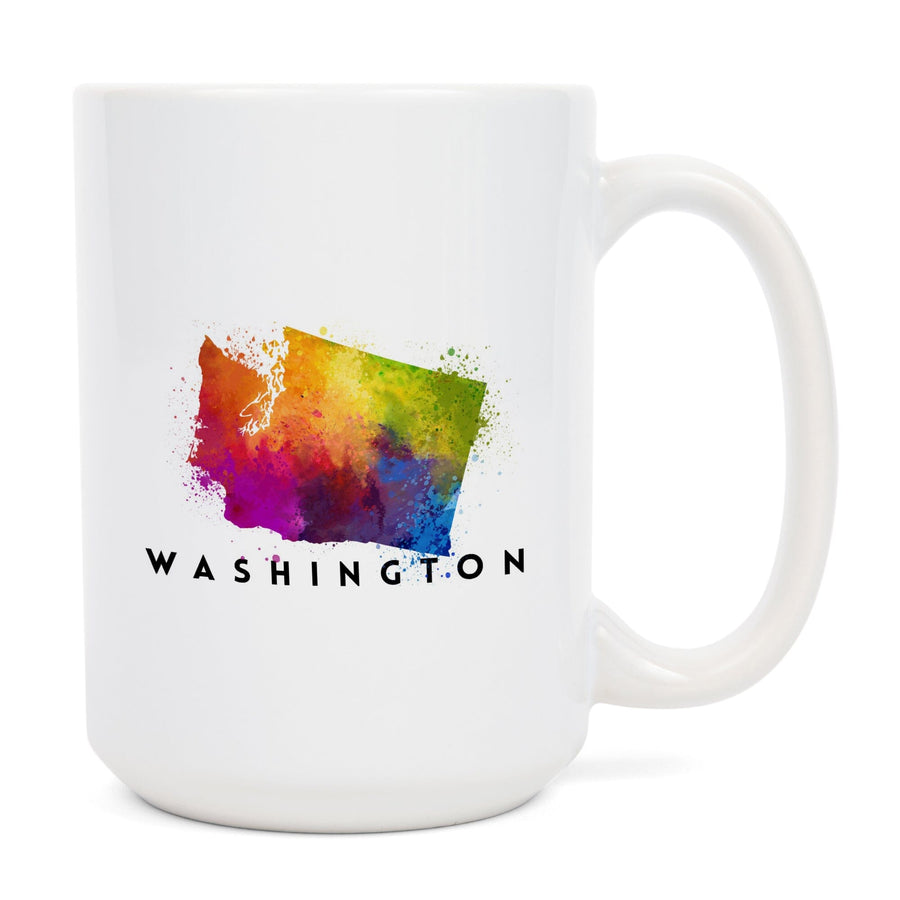 Washington, State Abstract Watercolor, Ceramic Mug Mugs Lantern Press 