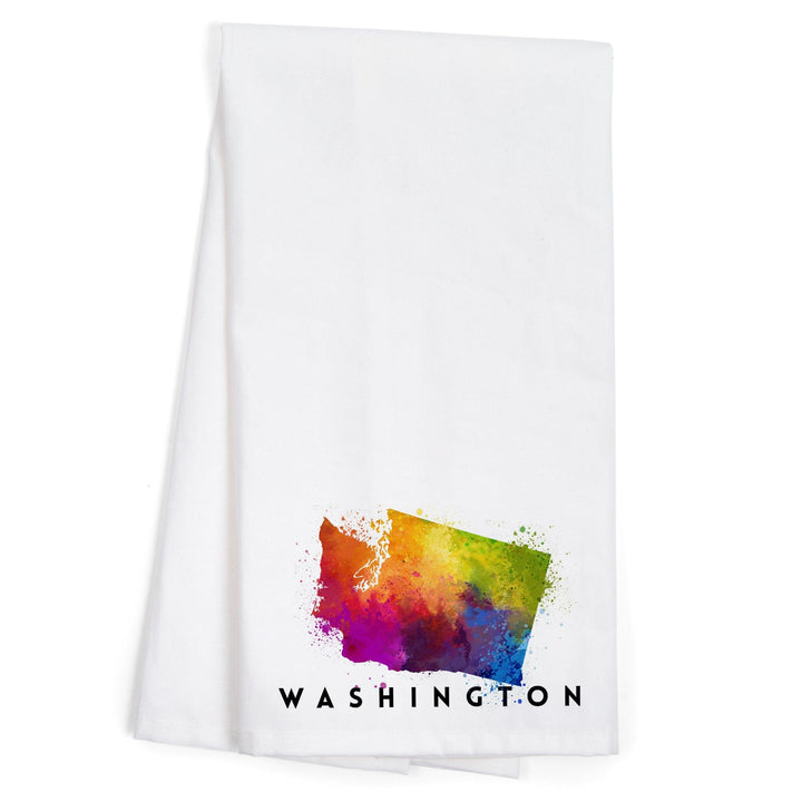 Washington, State Abstract Watercolor, Organic Cotton Kitchen Tea Towels Kitchen Lantern Press 