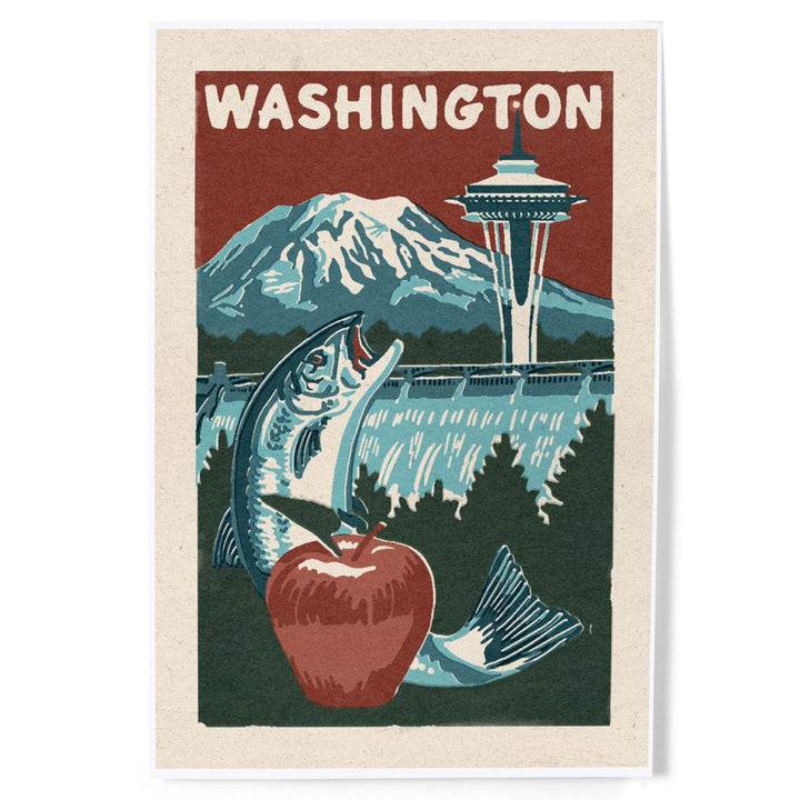 Washington State, Woodblock, Art & Giclee Prints Art Lantern Press 