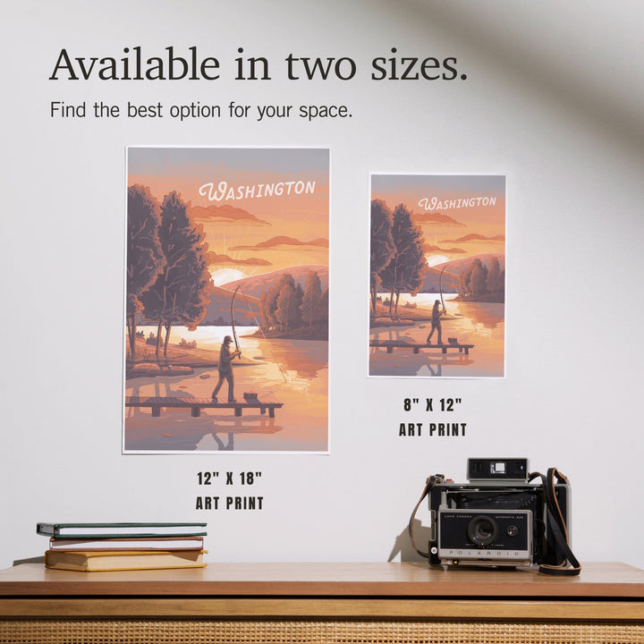 Washington, This is Living, Fishing with Hills, Art & Giclee Prints Art Lantern Press 