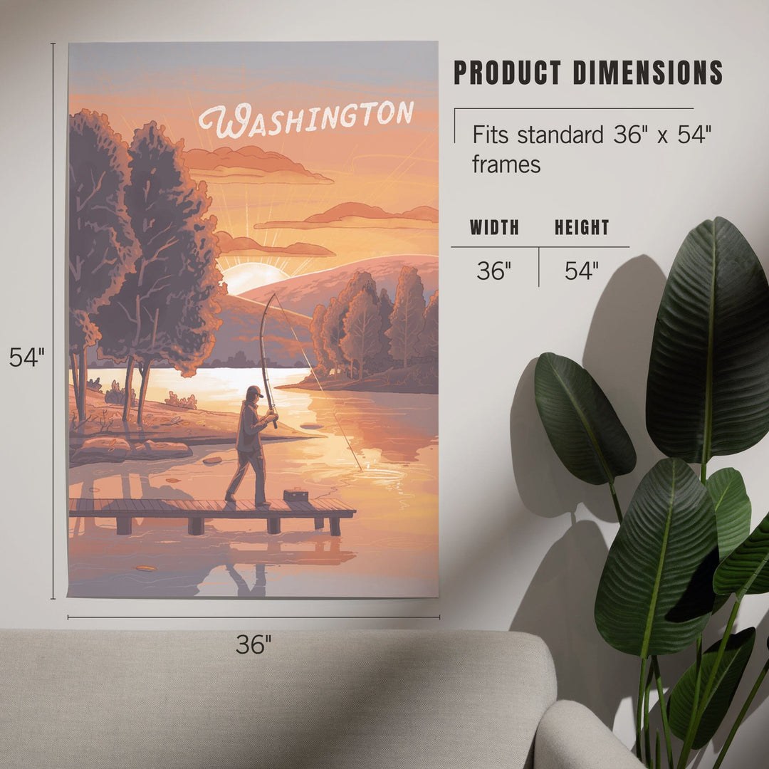 Washington, This is Living, Fishing with Hills, Art & Giclee Prints Art Lantern Press 
