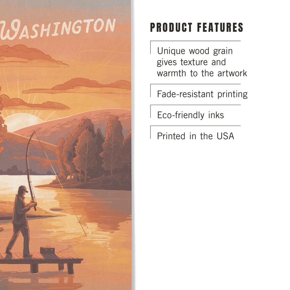 Washington, This is Living, Fishing with Hills, Wood Signs and Postcards Wood Lantern Press 