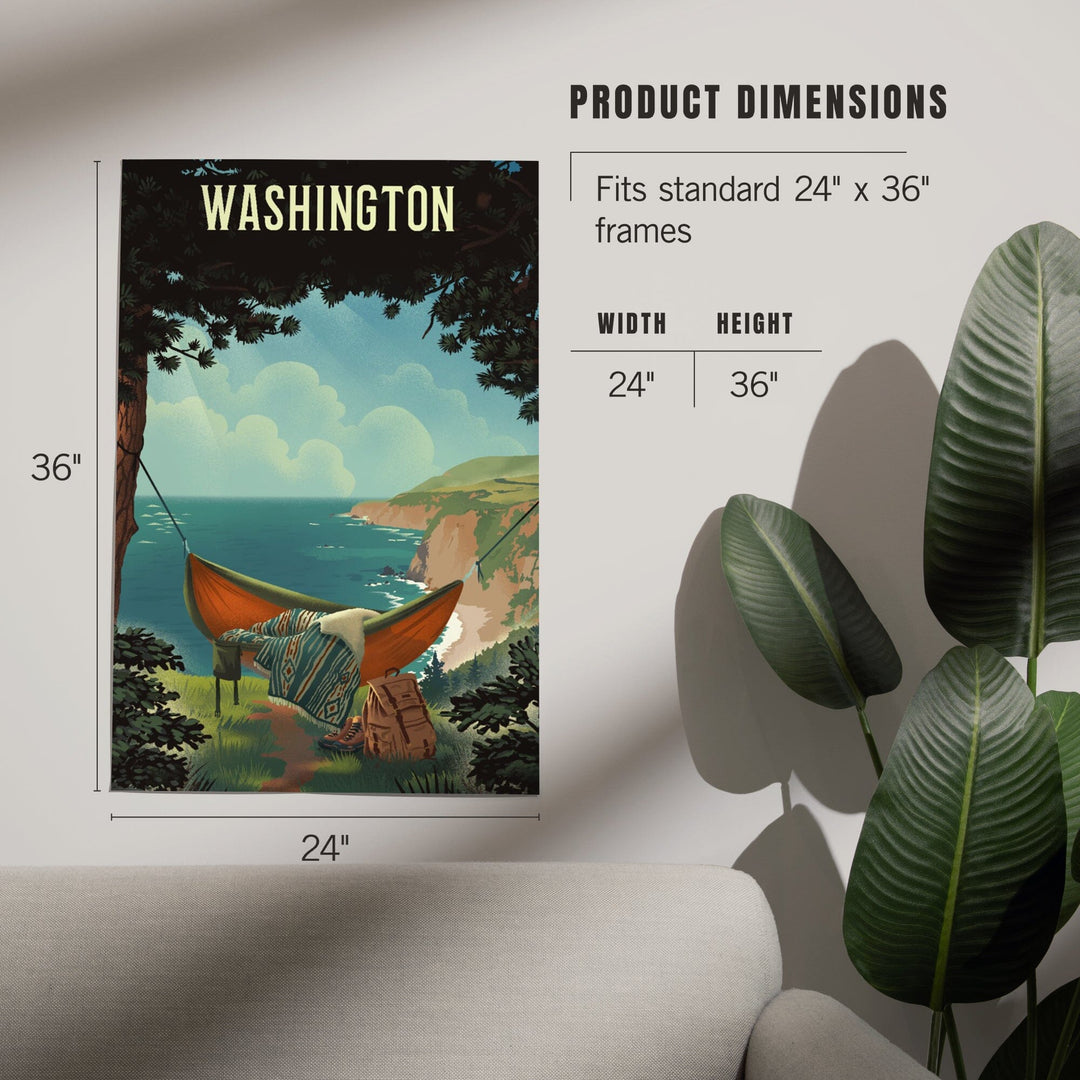 Washington, Today's Office, Coastal Series, Hammock on Beach, Art & Giclee Prints Art Lantern Press 