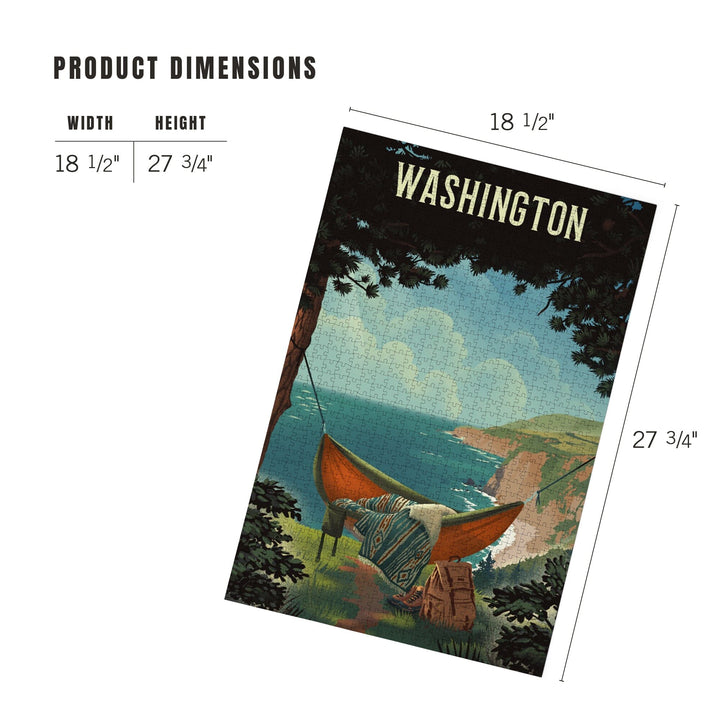 Washington, Today's Office, Coastal Series, Hammock on Beach, Jigsaw Puzzle Puzzle Lantern Press 