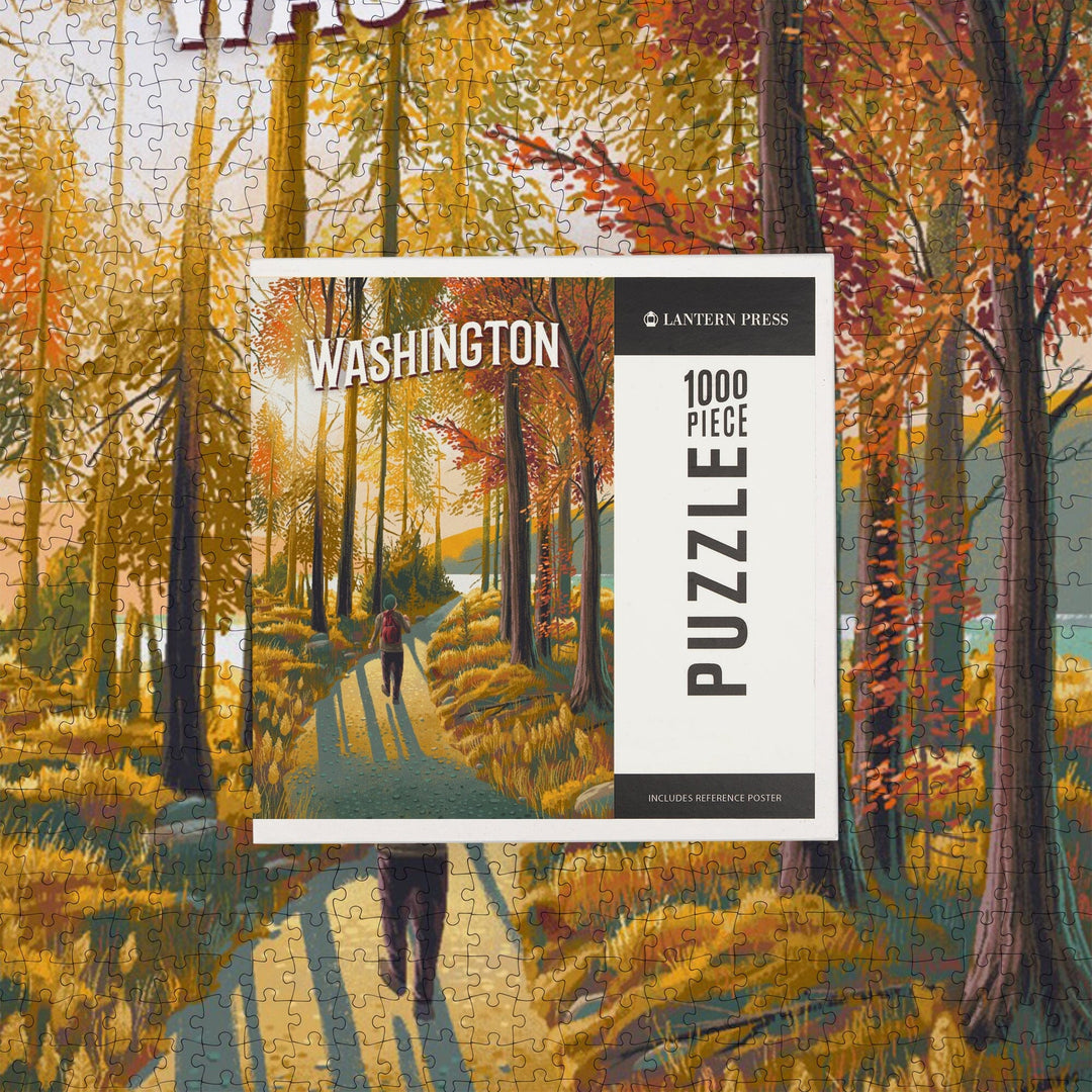 Washington, Walk In The Woods, Day Hike, Jigsaw Puzzle Puzzle Lantern Press 