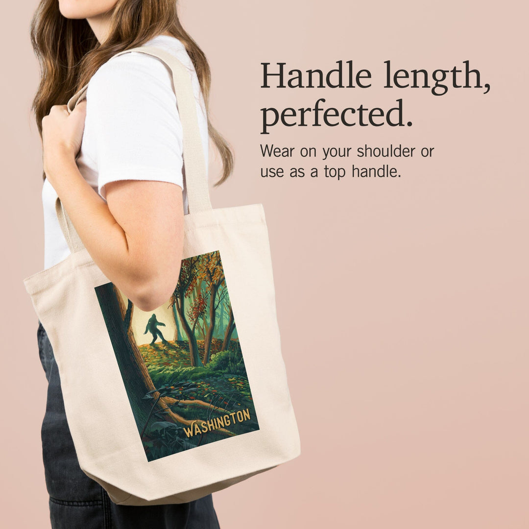 Washington, Wanderer, Bigfoot in Forest, Tote Bag Totes Lantern Press 