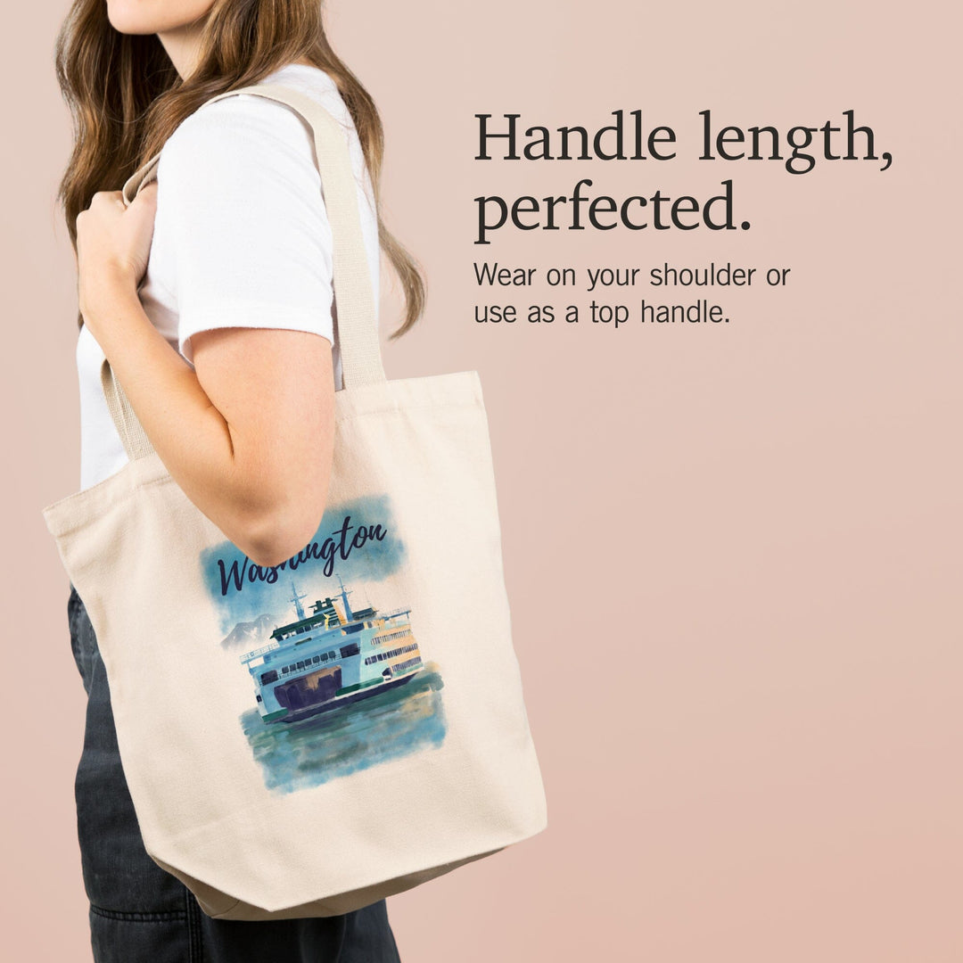 Washington, Watercolor, Ferry, Tote Bag Totes Lantern Press 