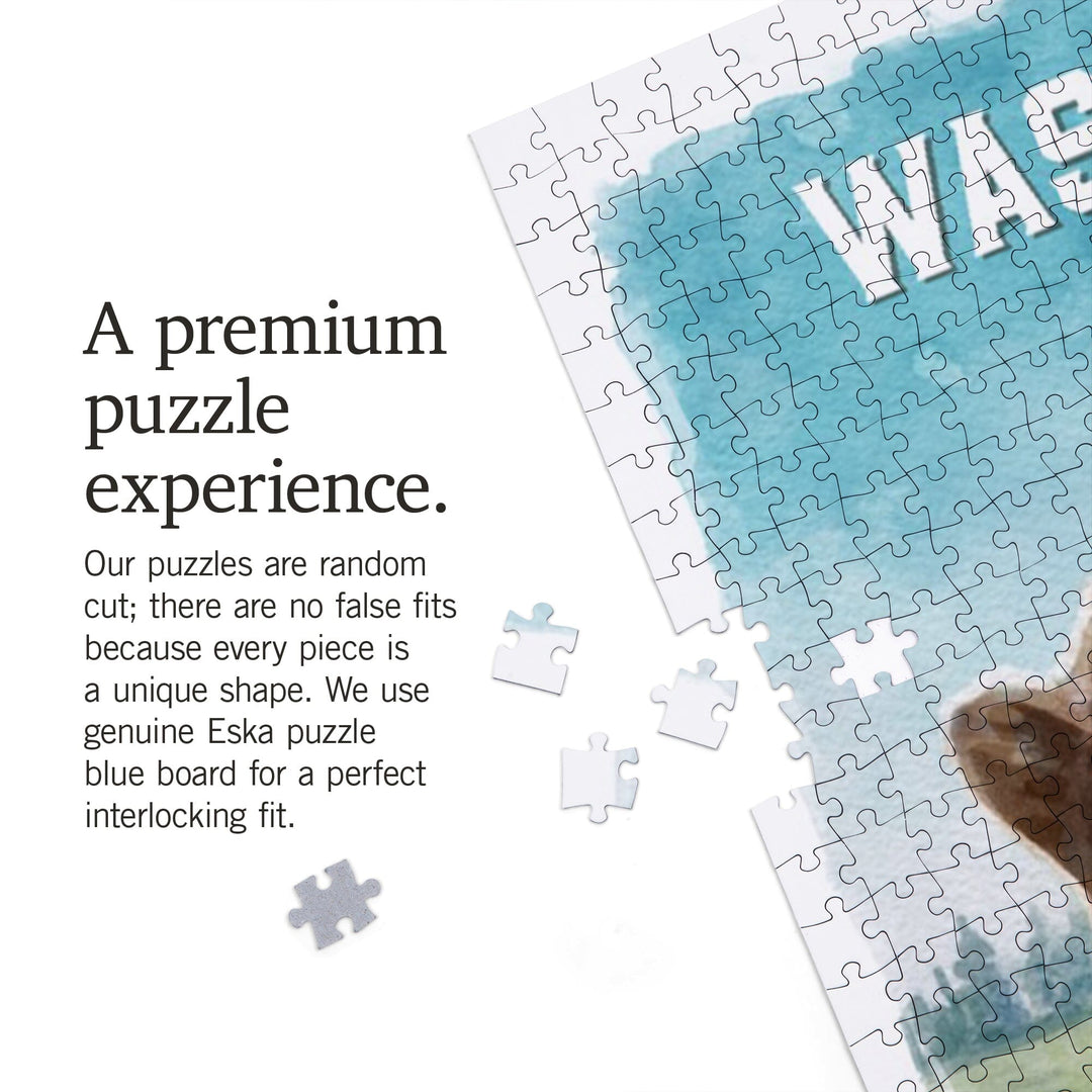 Washington, Watercolor Study, Grizzly Bear, Jigsaw Puzzle Puzzle Lantern Press 