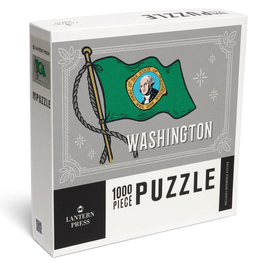 Washington, Waving State Flag, State Series, Jigsaw Puzzle Puzzle Lantern Press 