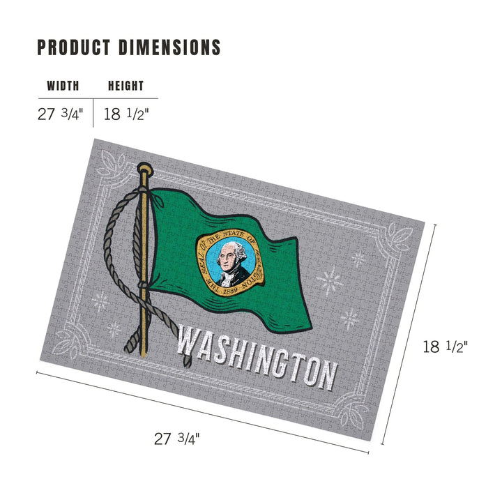 Washington, Waving State Flag, State Series, Jigsaw Puzzle Puzzle Lantern Press 