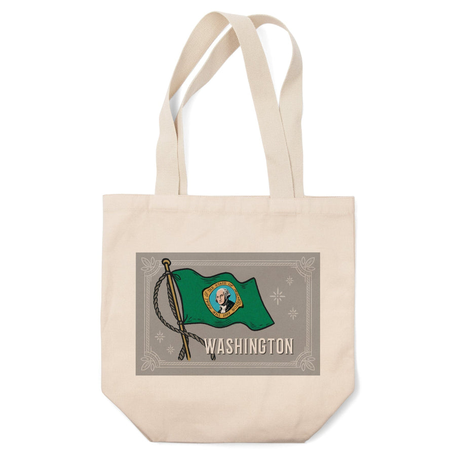 Washington, Waving State Flag, State Series, Tote Bag Totes Lantern Press 