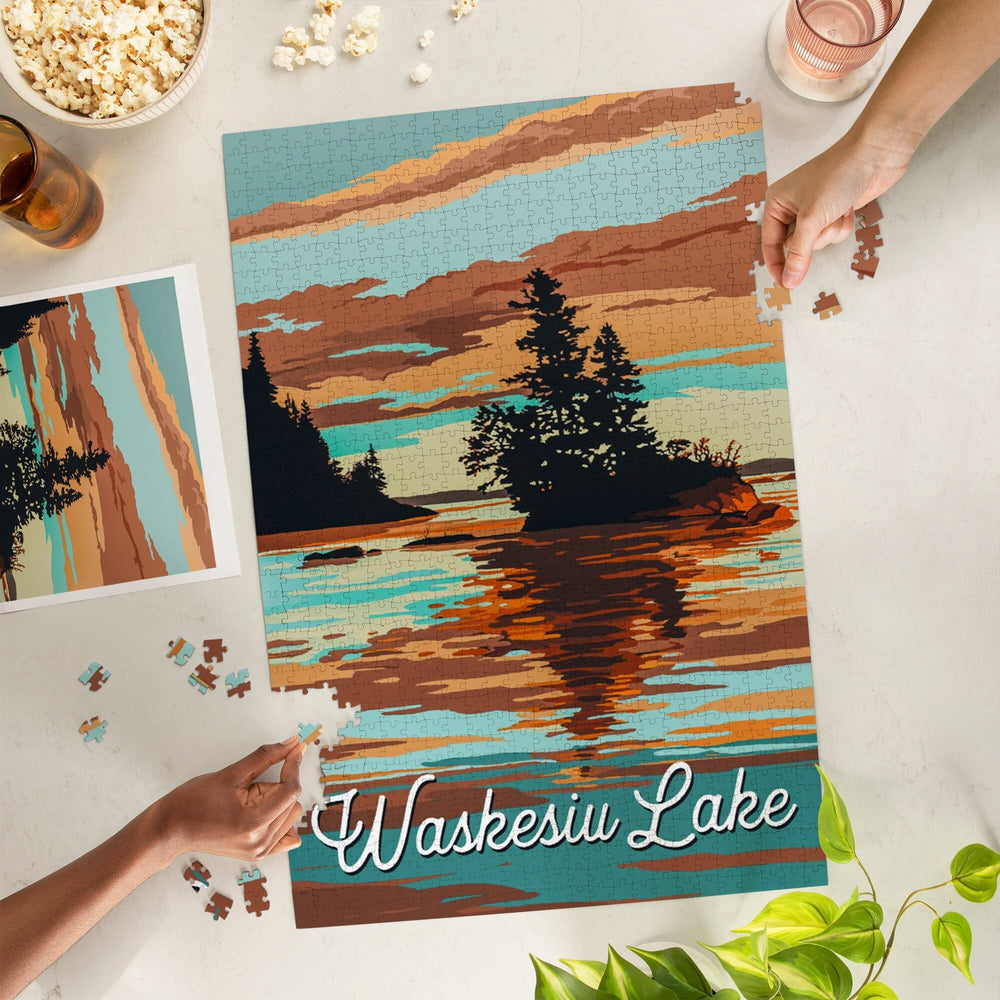 Waskesiu Lake, Saskatchewan, Canada, Painterly, Jigsaw Puzzle Puzzle Lantern Press 
