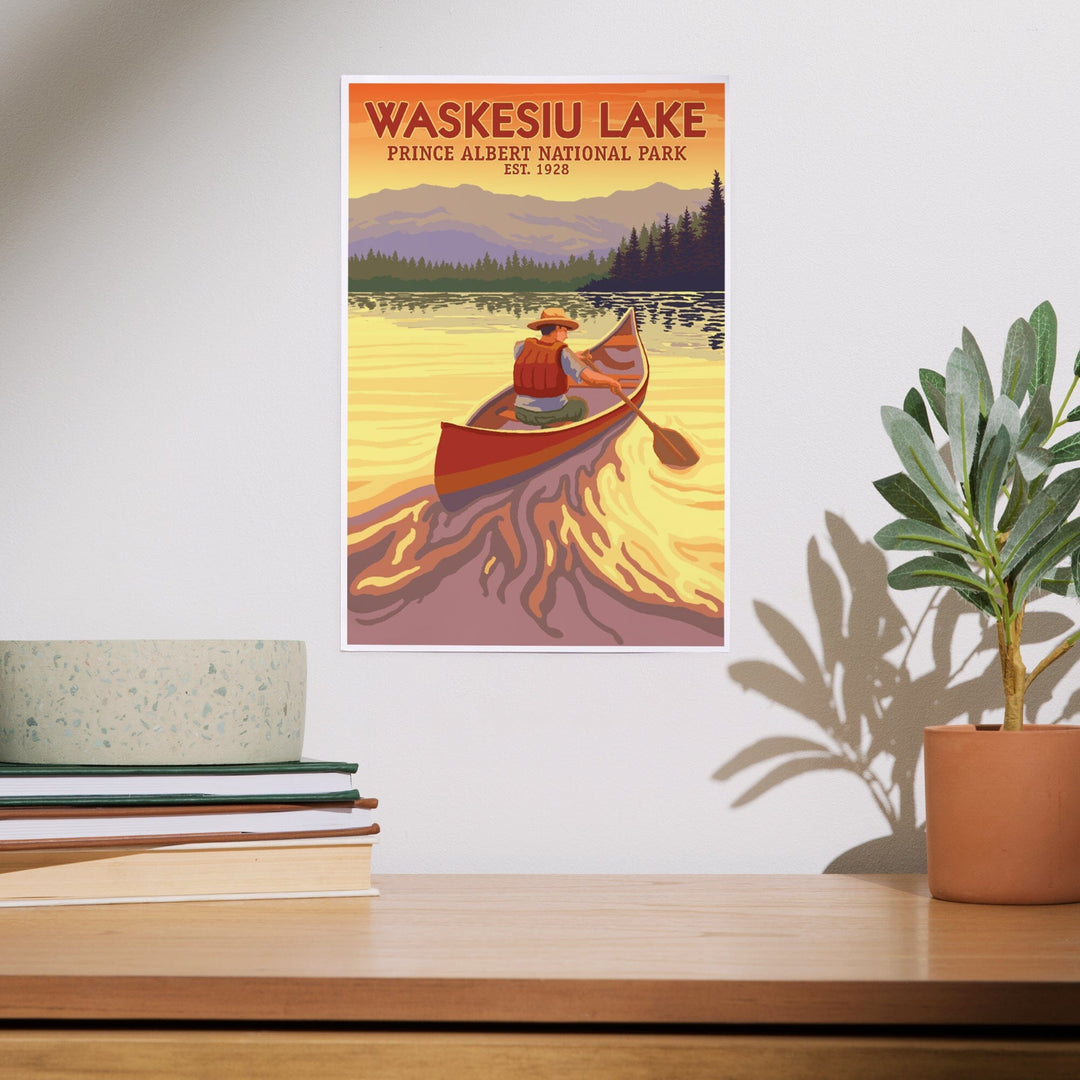 Waskesiu Lake, Saskatchewan, Prince Albert National Park, Canoe Scene, Art & Giclee Prints Art Lantern Press 