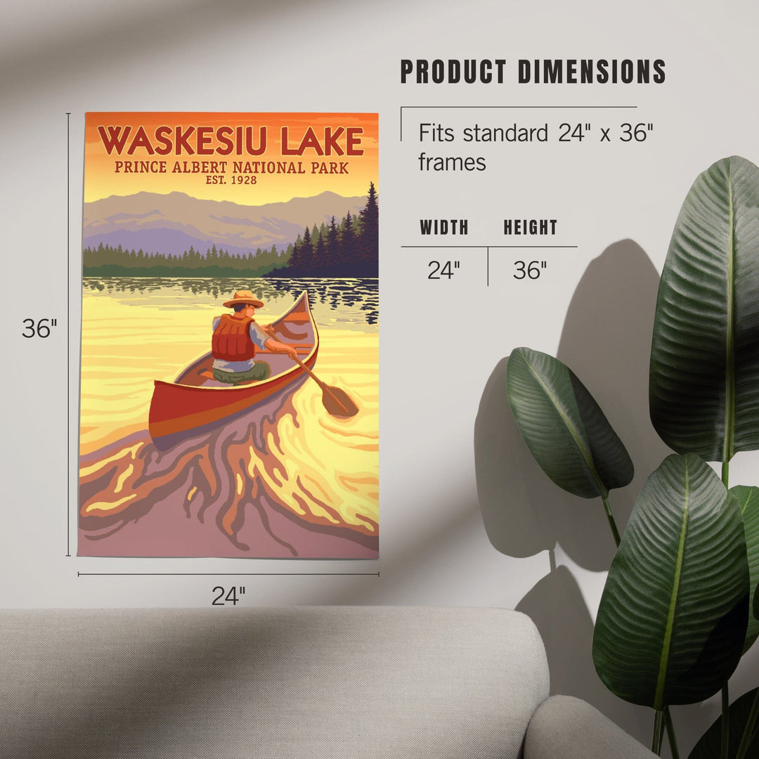 Waskesiu Lake, Saskatchewan, Prince Albert National Park, Canoe Scene, Art & Giclee Prints Art Lantern Press 