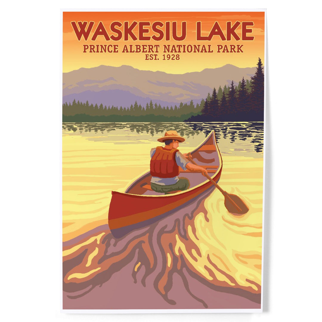 Waskesiu Lake, Saskatchewan, Prince Albert National Park, Canoe Scene, Art & Giclee Prints Art Lantern Press 