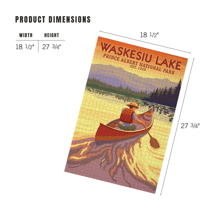Waskesiu Lake, Saskatchewan, Prince Albert National Park, Canoe Scene, Jigsaw Puzzle Puzzle Lantern Press 