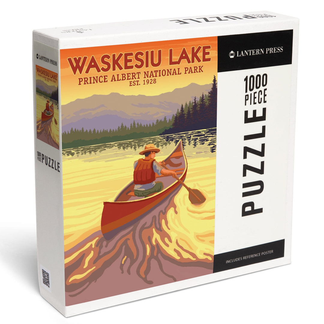 Waskesiu Lake, Saskatchewan, Prince Albert National Park, Canoe Scene, Jigsaw Puzzle Puzzle Lantern Press 