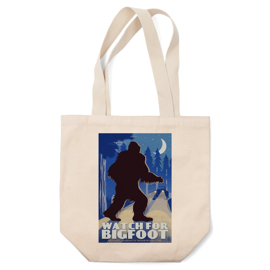 Watch for Bigfoot, WPA Style, Lantern Press Artwork, Tote Bag Totes Lantern Press 