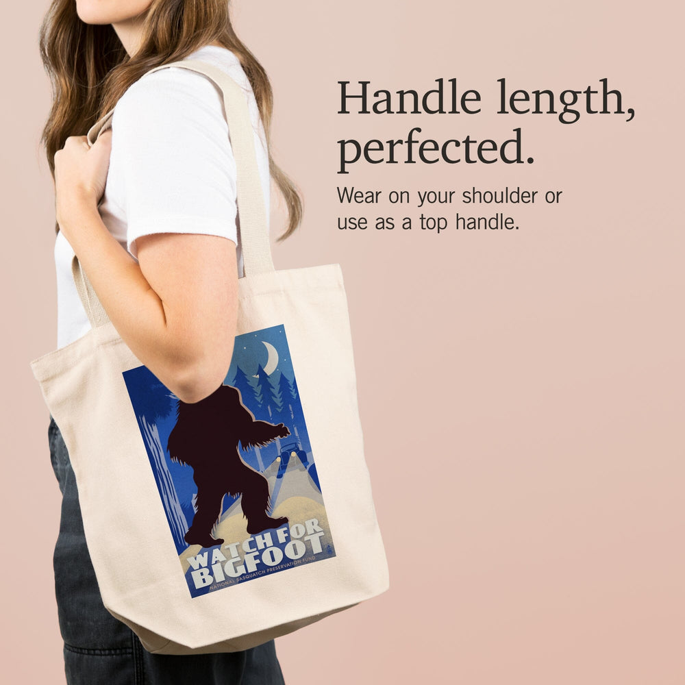 Watch for Bigfoot, WPA Style, Tote Bag Totes Lantern Press 