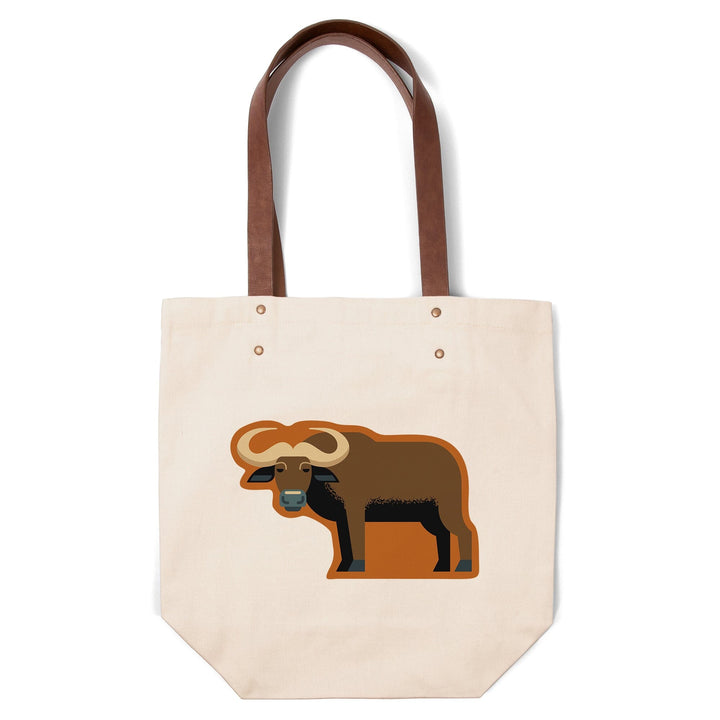 Water Buffalo, Geometric, Contour, Lantern Press Artwork, Accessory Go Bag Totes Lantern Press 