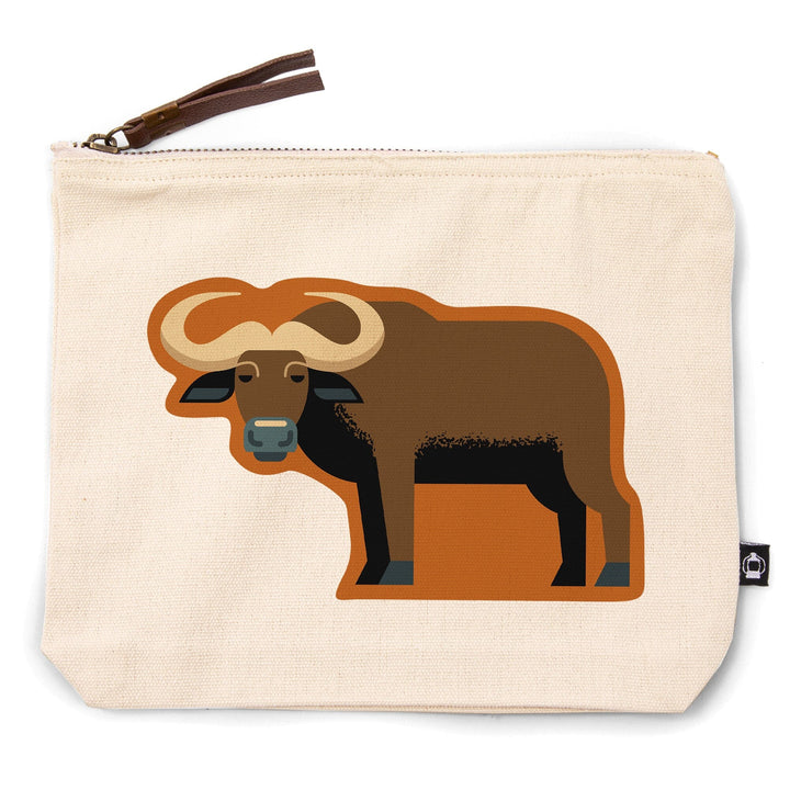 Water Buffalo, Geometric, Contour, Lantern Press Artwork, Accessory Go Bag Totes Lantern Press 