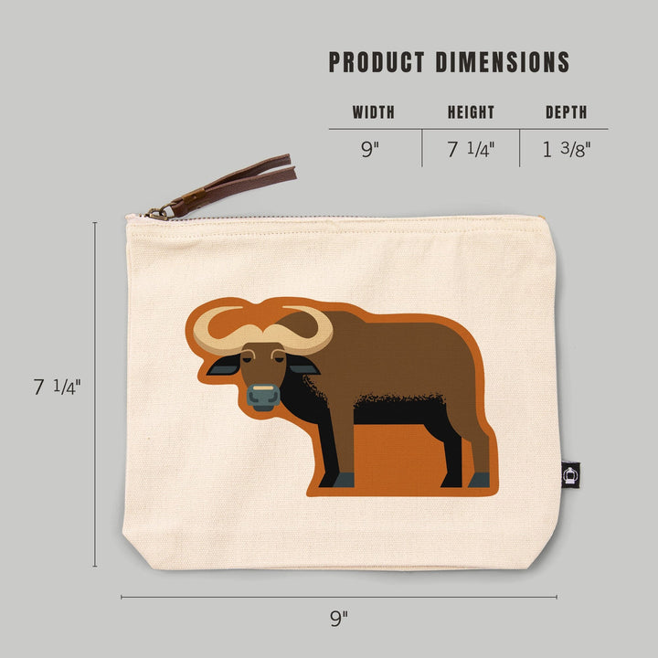 Water Buffalo, Geometric, Contour, Lantern Press Artwork, Accessory Go Bag Totes Lantern Press 