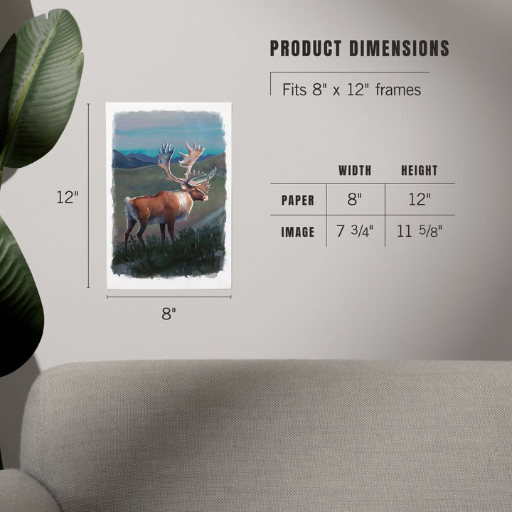 Watercolor Study, Caribou, Art & Giclee Prints Art Lantern Press 