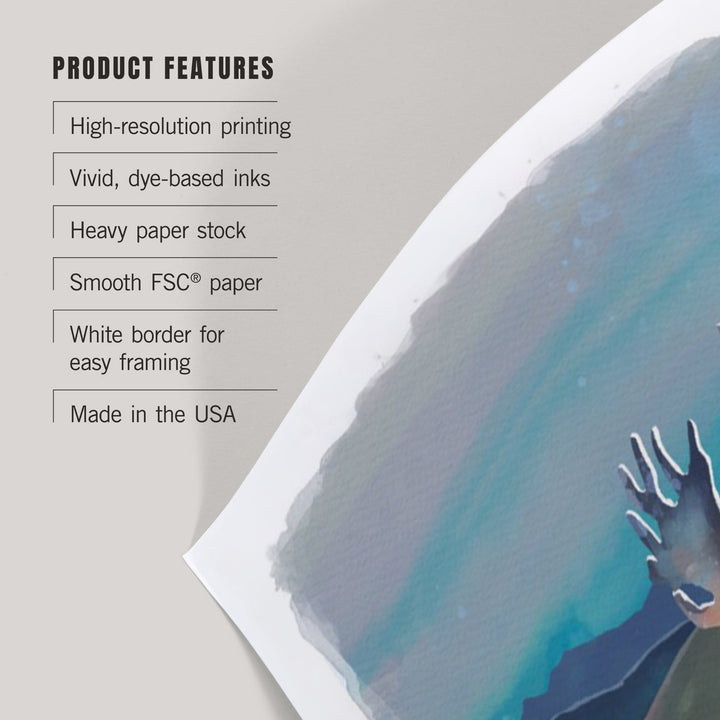 Watercolor Study, Caribou, Art & Giclee Prints Art Lantern Press 