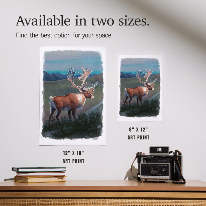 Watercolor Study, Caribou, Art & Giclee Prints Art Lantern Press 