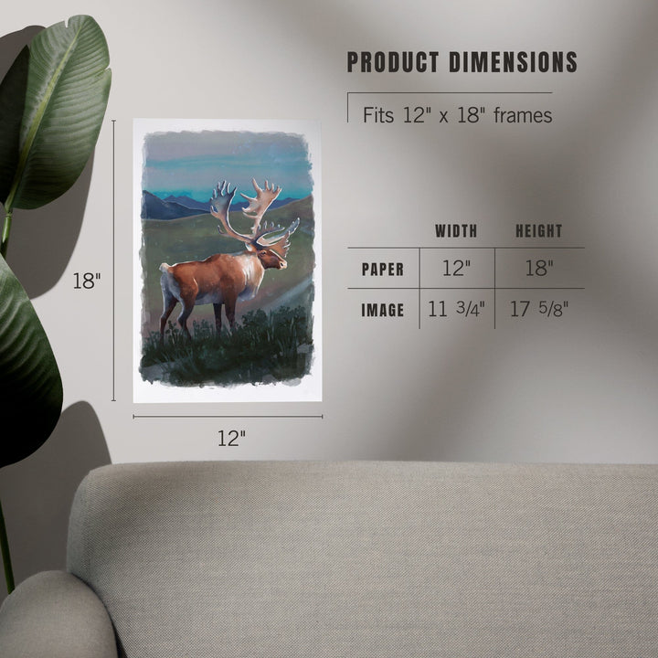 Watercolor Study, Caribou, Art & Giclee Prints Art Lantern Press 