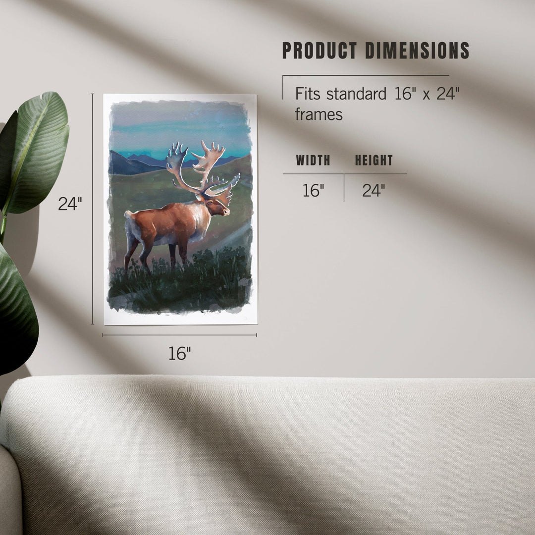 Watercolor Study, Caribou, Art & Giclee Prints Art Lantern Press 