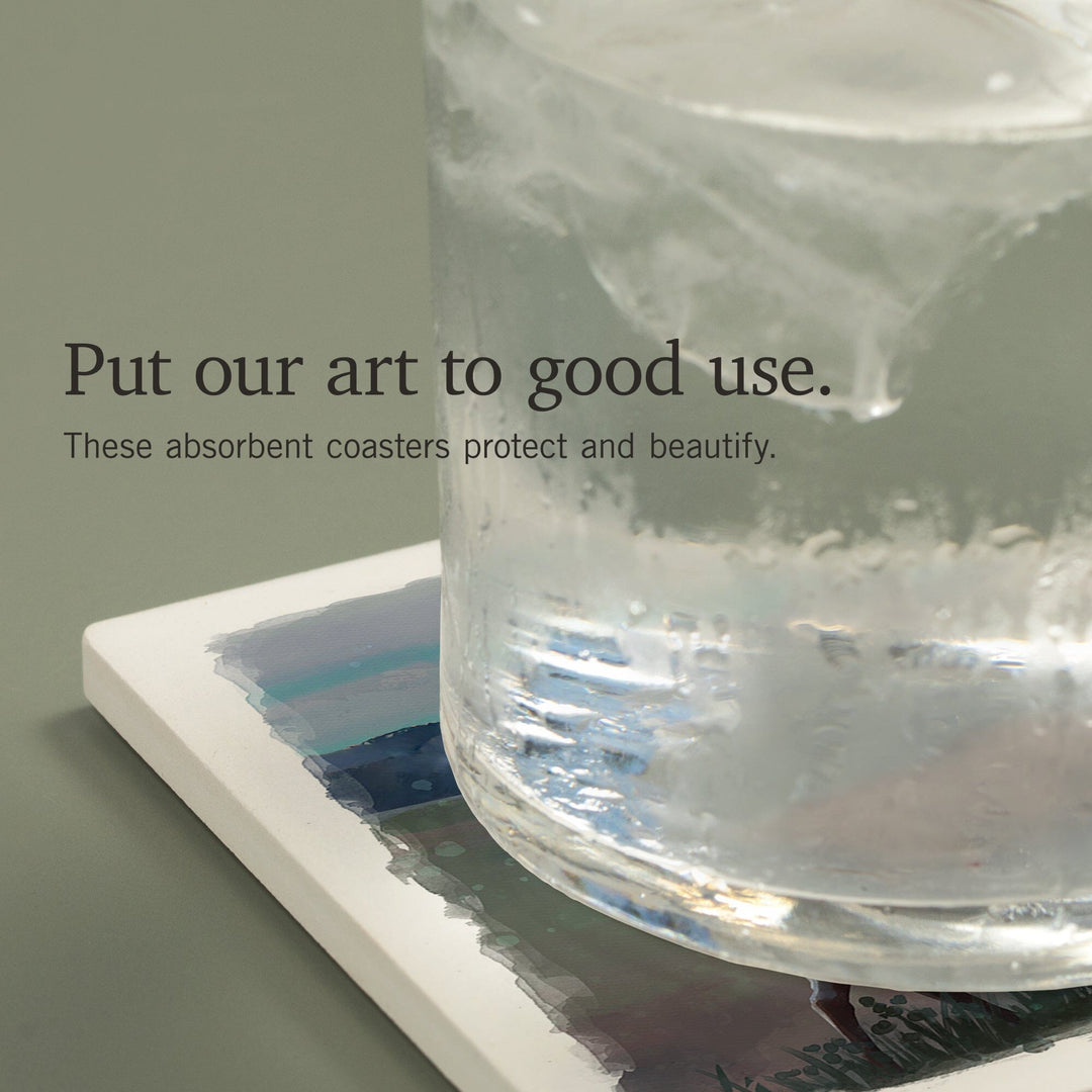 Watercolor Study, Caribou, Coasters Coasters Lantern Press 