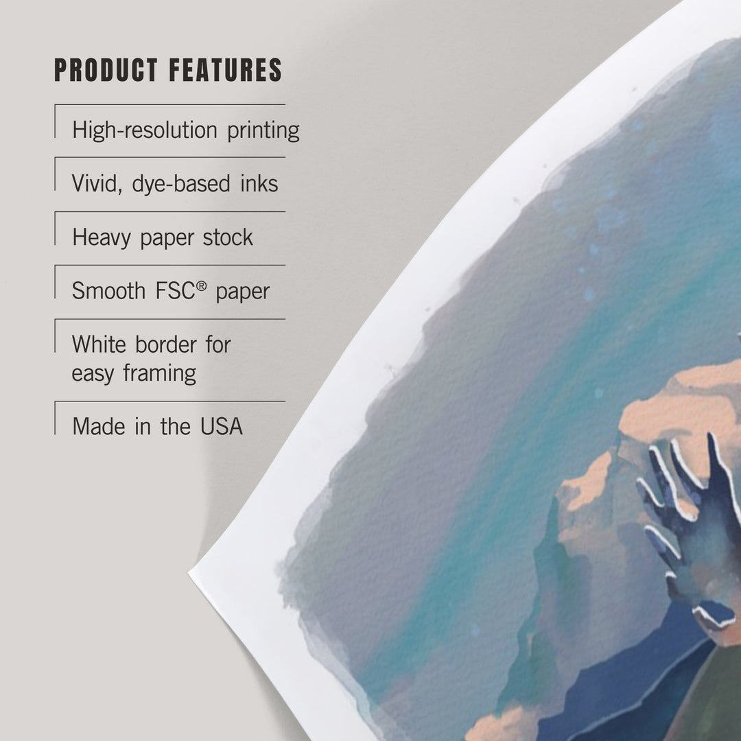 Watercolor Study, Caribou with Mountain, Art & Giclee Prints Art Lantern Press 