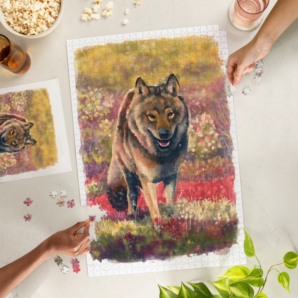 Watercolor Study, Gray Wolf, Jigsaw Puzzle Puzzle Lantern Press 