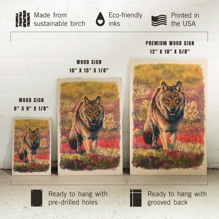 Watercolor Study, Gray Wolf, Wood Signs and Postcards Wood Lantern Press 