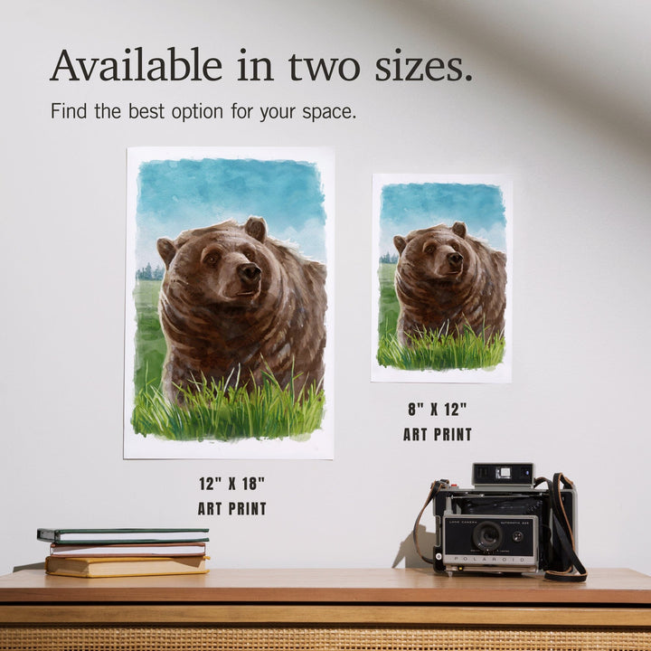 Watercolor Study, Grizzly Bear, Art & Giclee Prints Art Lantern Press 