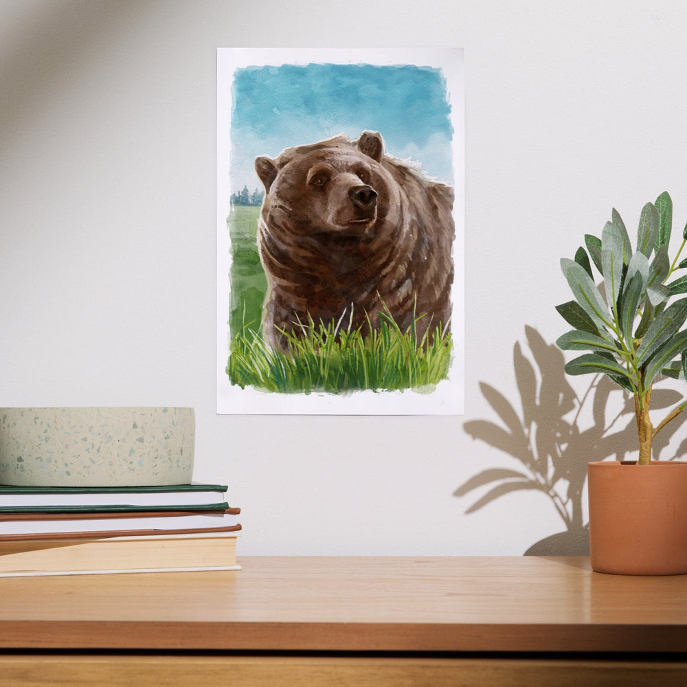 Watercolor Study, Grizzly Bear, Art & Giclee Prints Art Lantern Press 