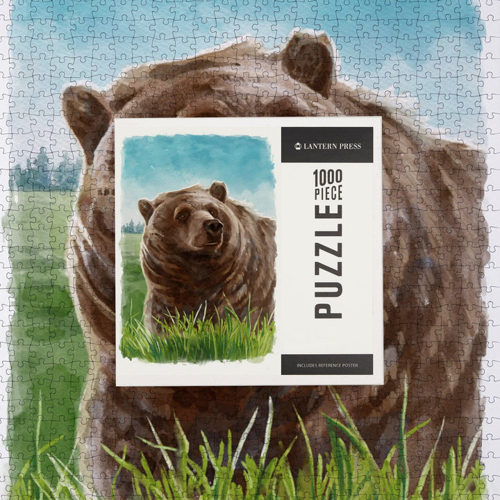 Watercolor Study, Grizzly Bear, Jigsaw Puzzle Puzzle Lantern Press 