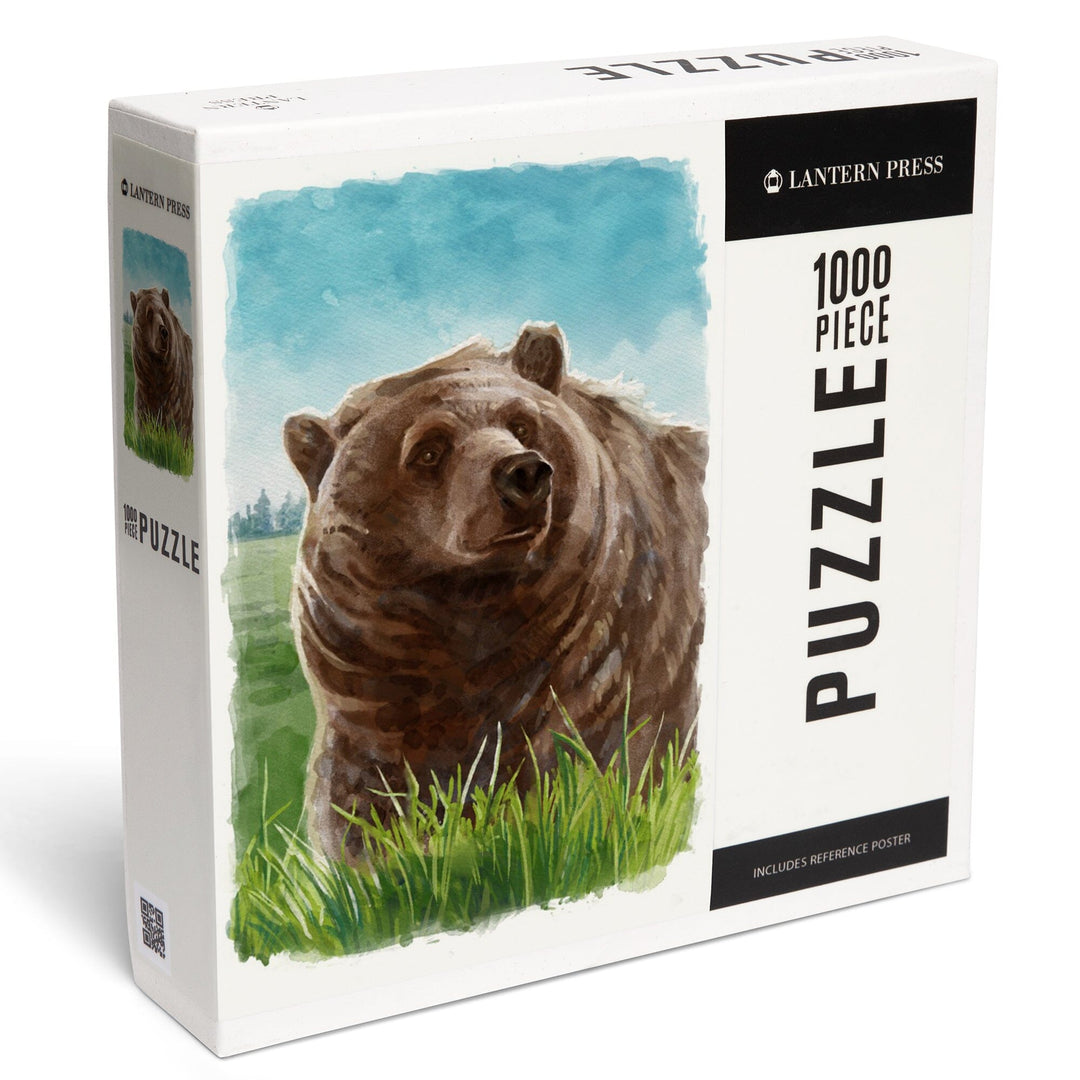 Watercolor Study, Grizzly Bear, Jigsaw Puzzle Puzzle Lantern Press 