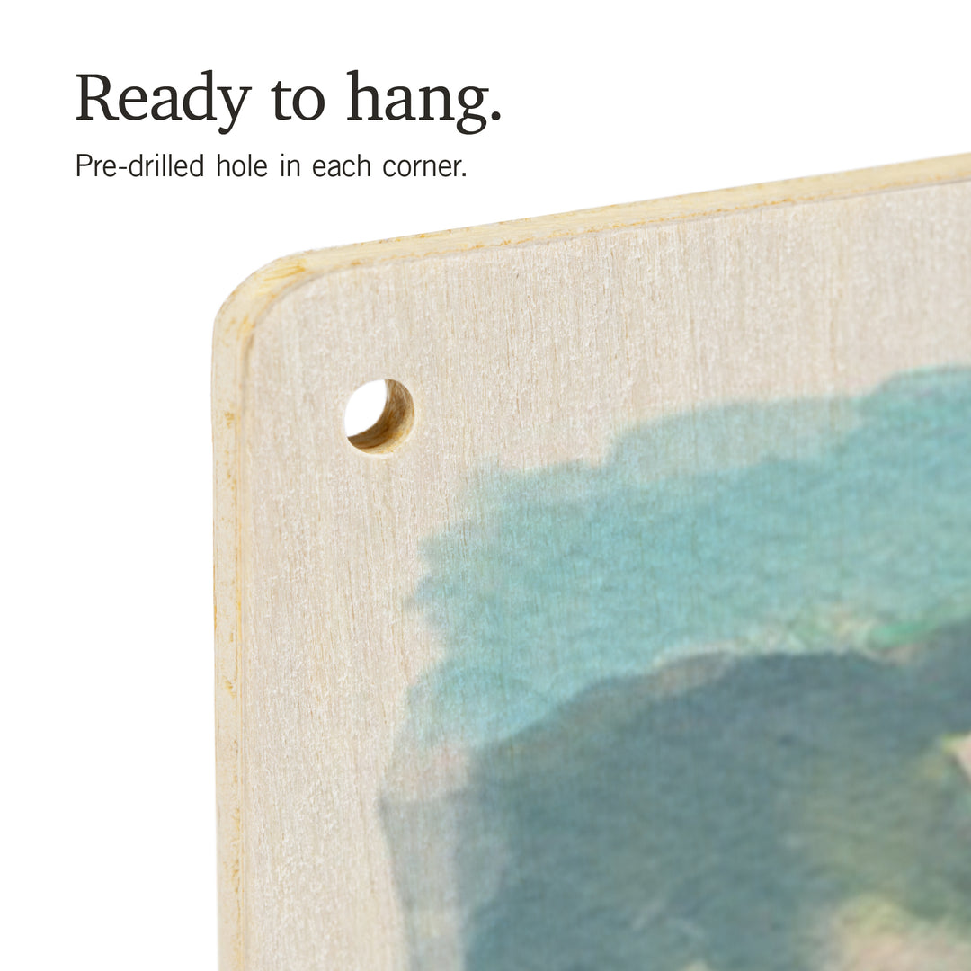 Watercolor Study, Grizzly Bear with Mountain, Wood Signs and Postcards Wood Lantern Press 