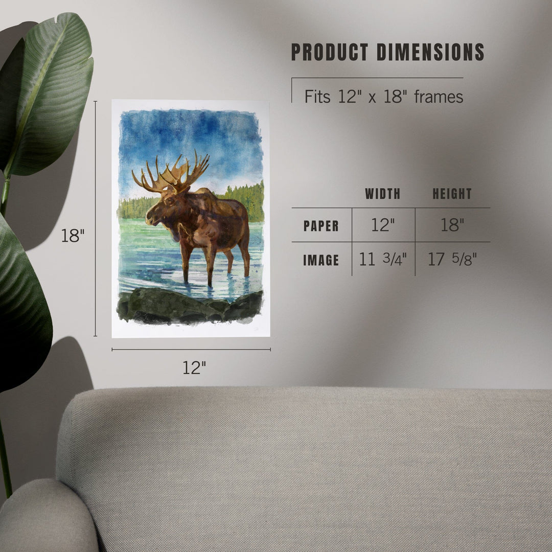 Watercolor Study, Moose, Art & Giclee Prints Art Lantern Press 