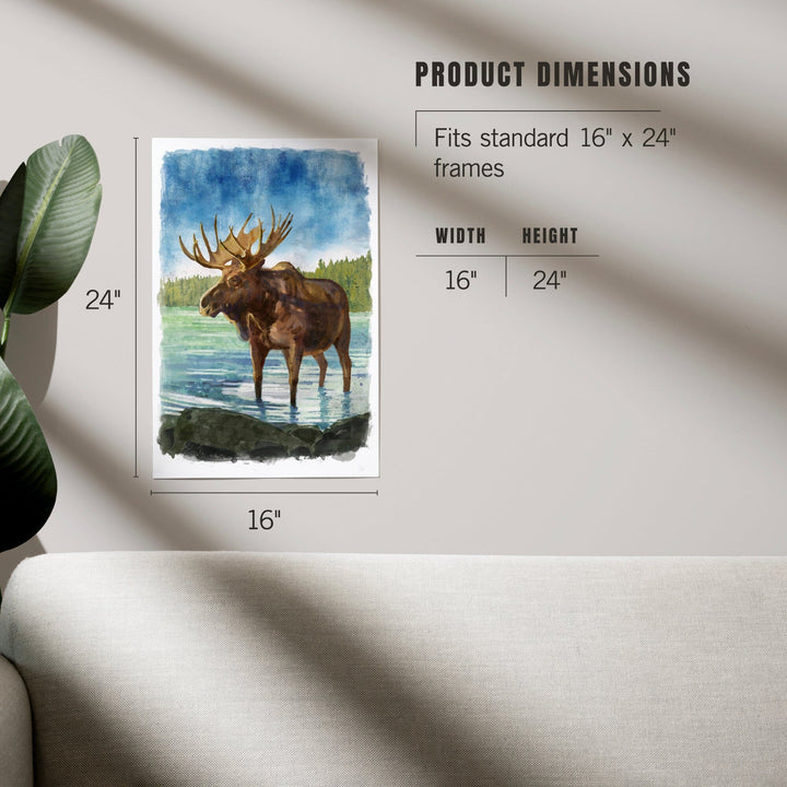 Watercolor Study, Moose, Art & Giclee Prints Art Lantern Press 