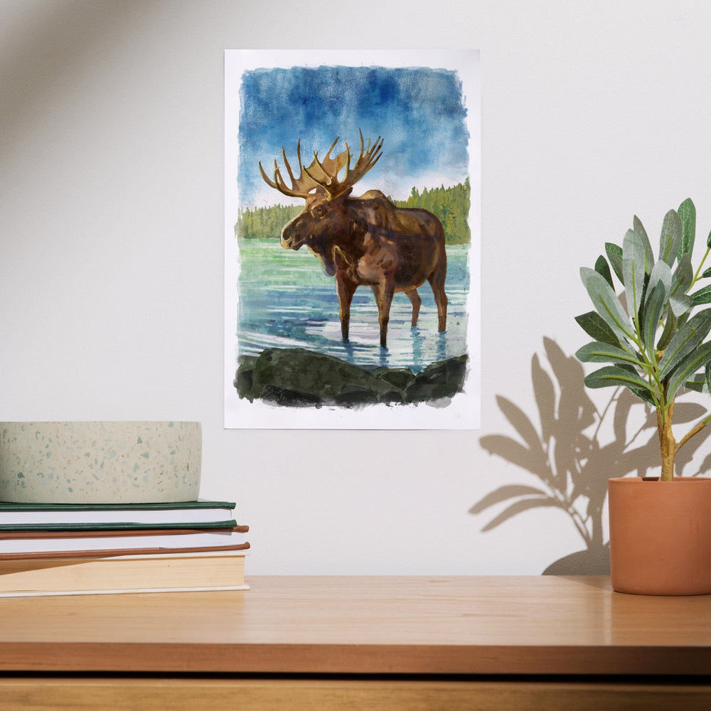 Watercolor Study, Moose, Art & Giclee Prints Art Lantern Press 