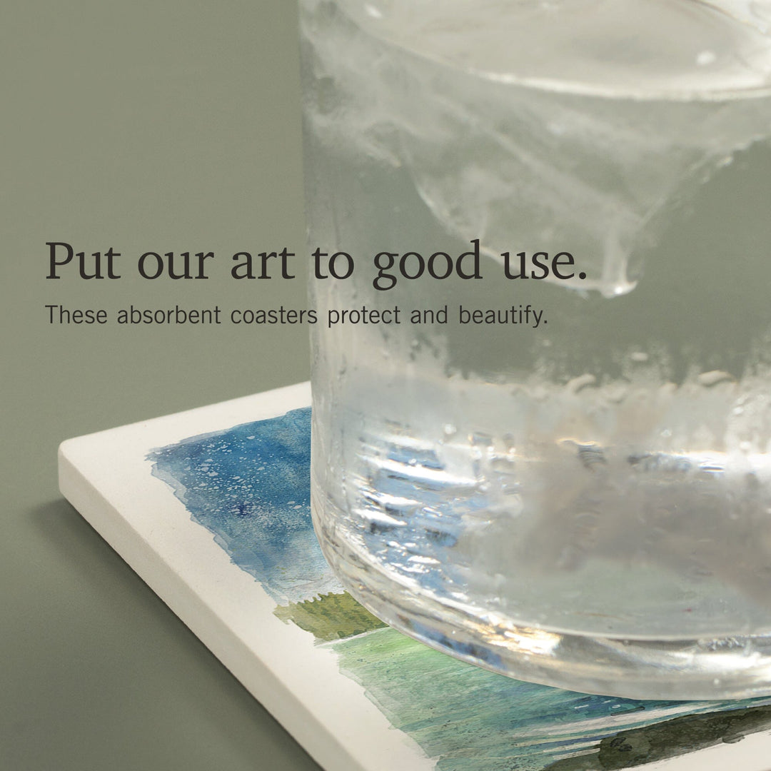 Watercolor Study, Moose, Coasters Coasters Lantern Press 