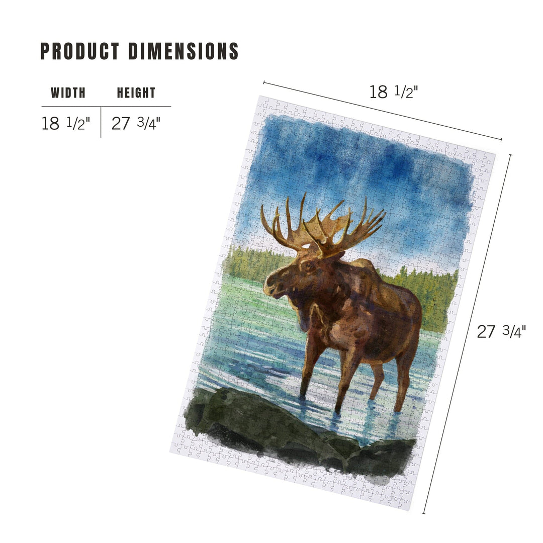 Watercolor Study, Moose, Jigsaw Puzzle Puzzle Lantern Press 