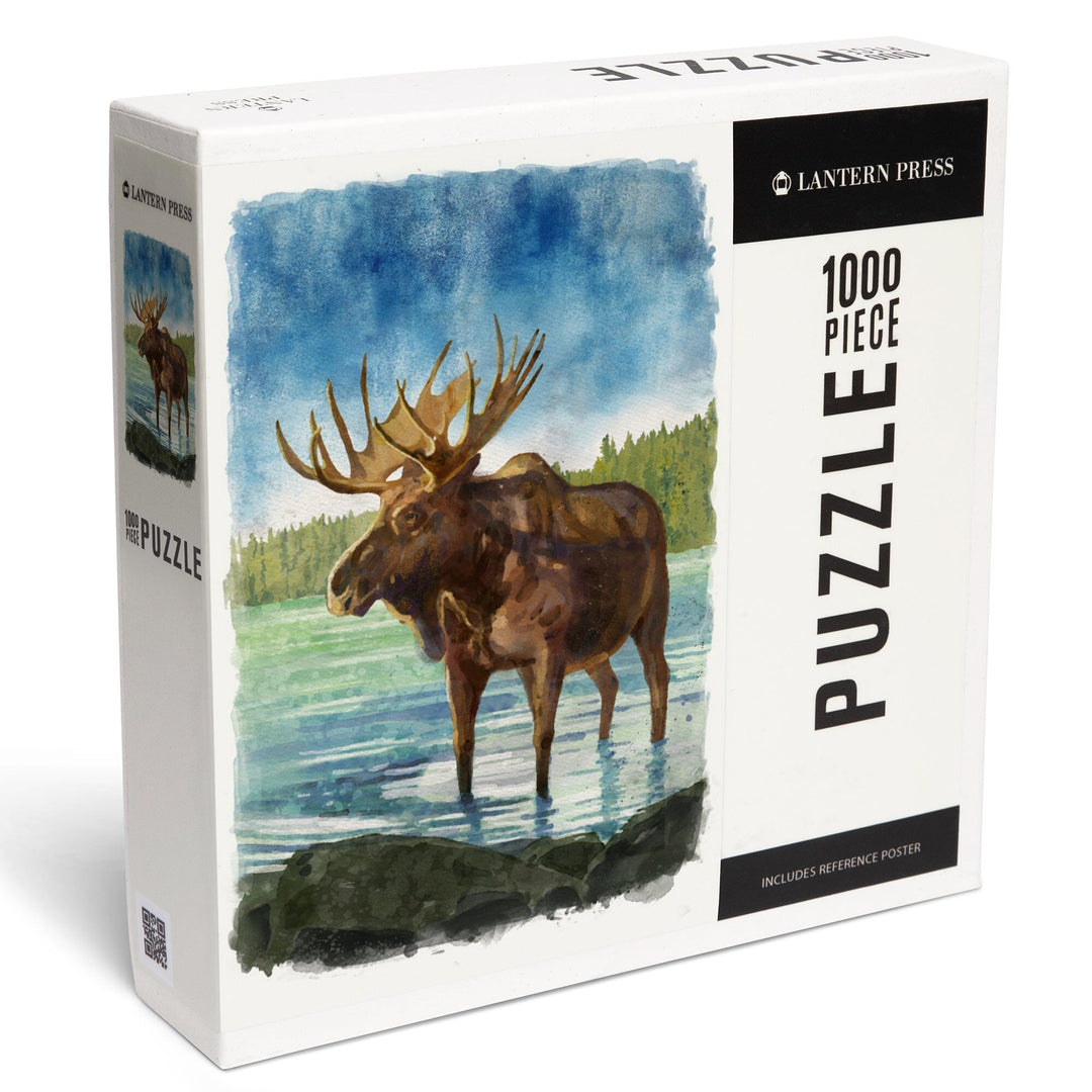 Watercolor Study, Moose, Jigsaw Puzzle Puzzle Lantern Press 