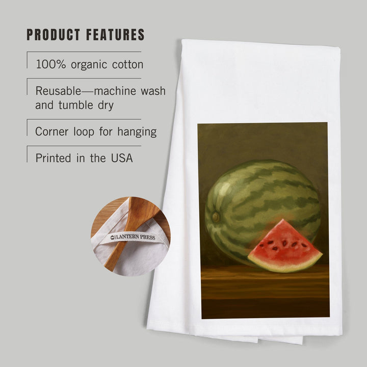 Watermelon, Oil Painting, Organic Cotton Kitchen Tea Towels Kitchen Lantern Press 