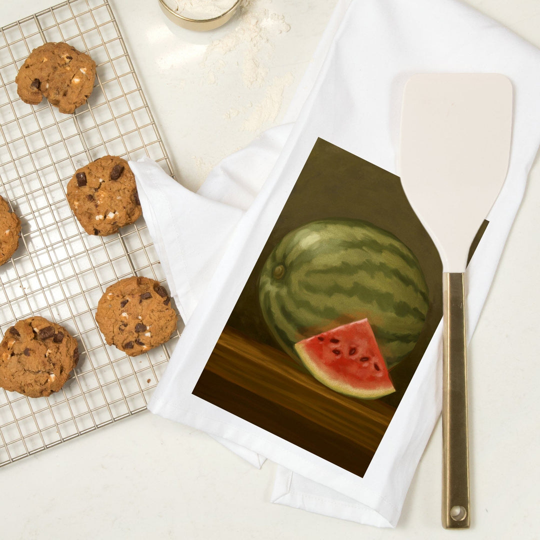 Watermelon, Oil Painting, Organic Cotton Kitchen Tea Towels Kitchen Lantern Press 