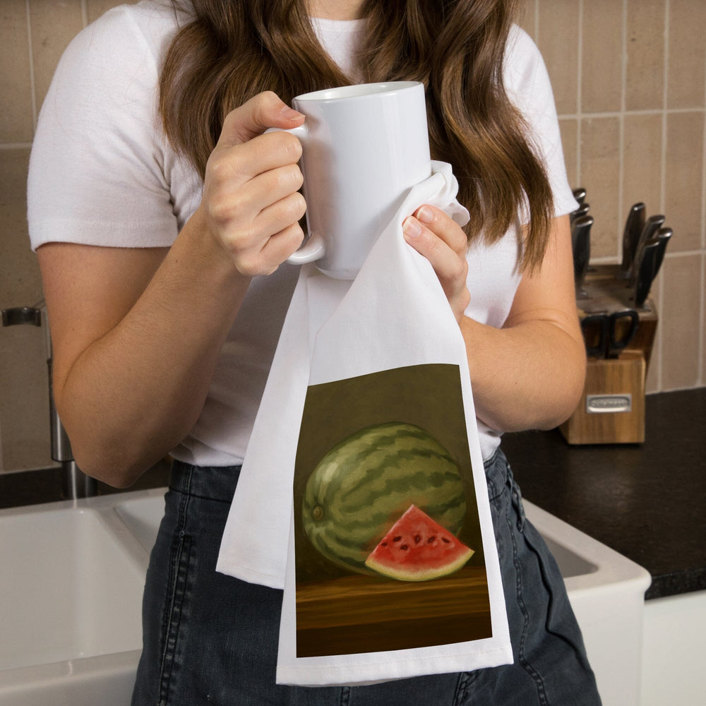 Watermelon, Oil Painting, Organic Cotton Kitchen Tea Towels Kitchen Lantern Press 