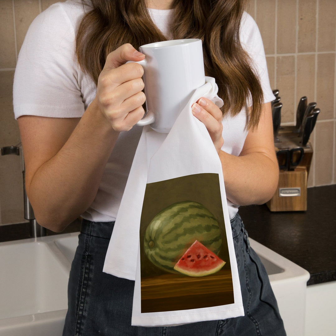 Watermelon, Oil Painting, Organic Cotton Kitchen Tea Towels Kitchen Lantern Press 